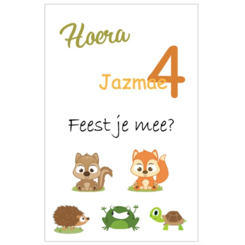 Uitnodiging kaart dieren 2